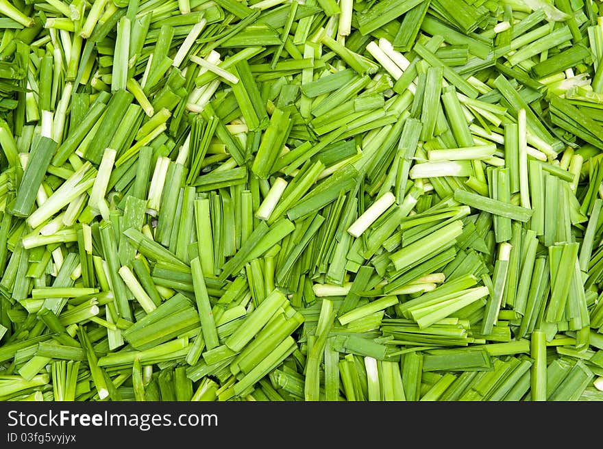 Green leek stem