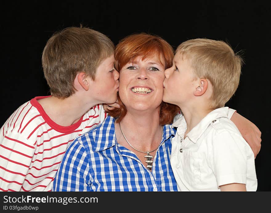 Mother and two young sons