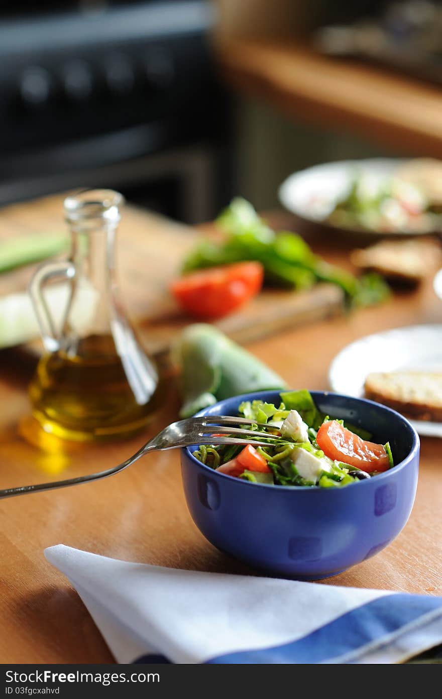 An iamage of 
Salad on table