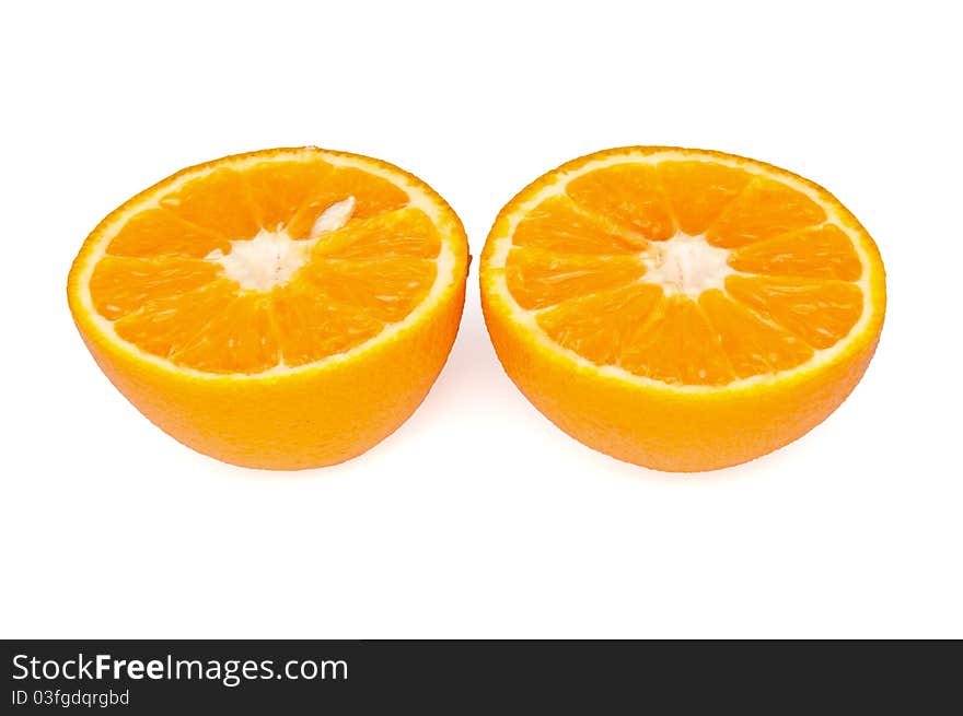 Cut in half an orange