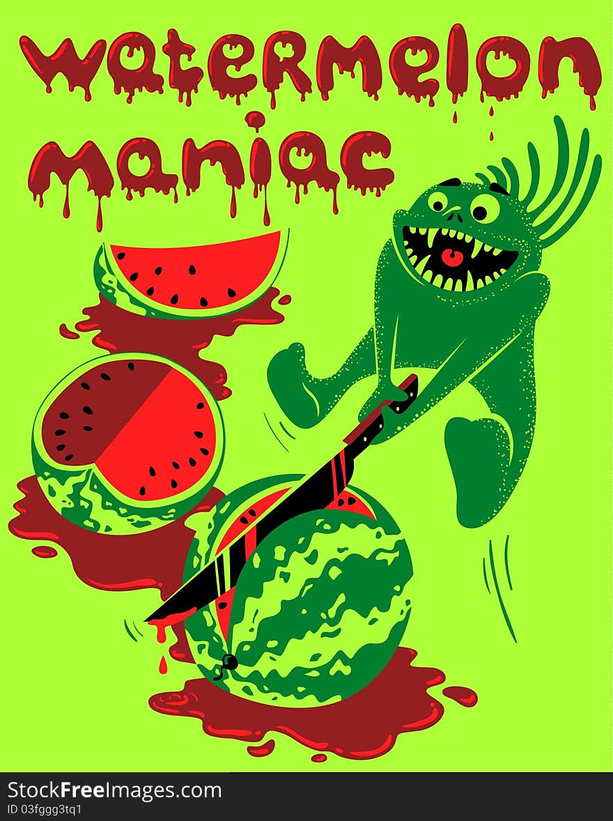 Cute green monster - watermelon maniac