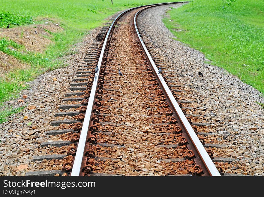 Railway Track Passing Through The Countryside