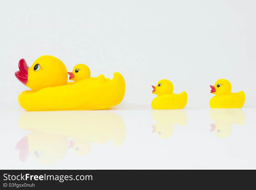 The yellow rubber duck toys. The yellow rubber duck toys