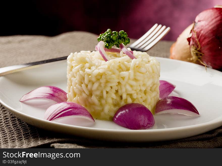 Risotto with red onions