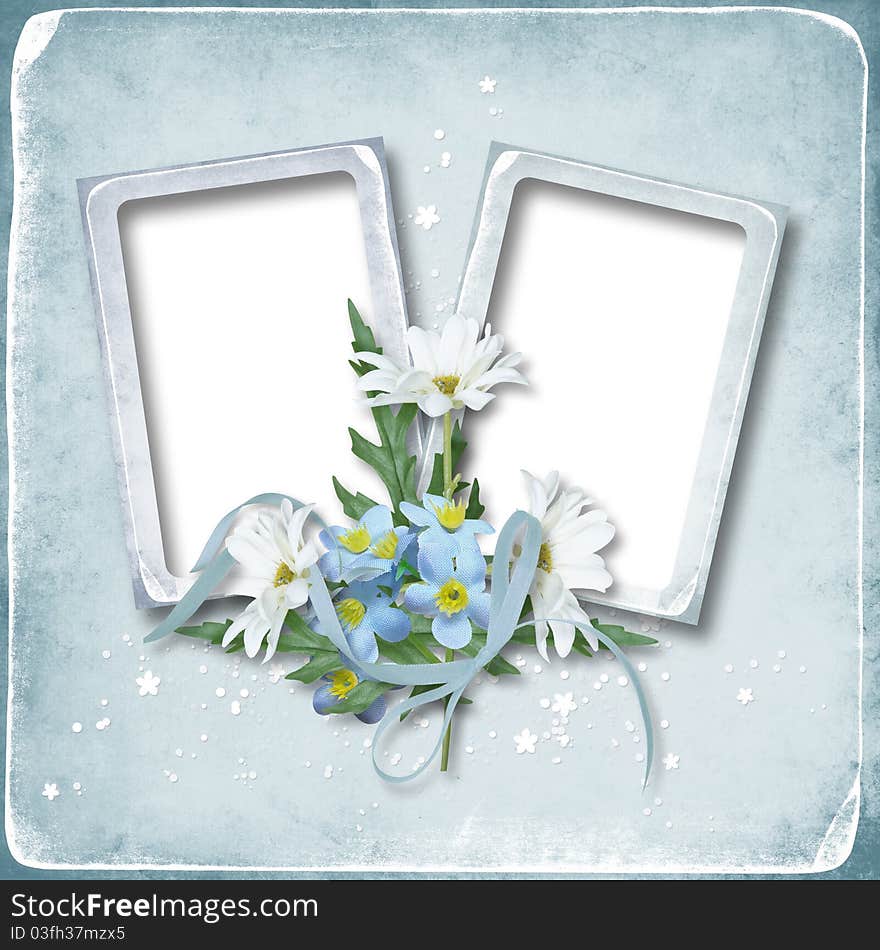 Retro card with flowers and space for text or photo. Retro card with flowers and space for text or photo