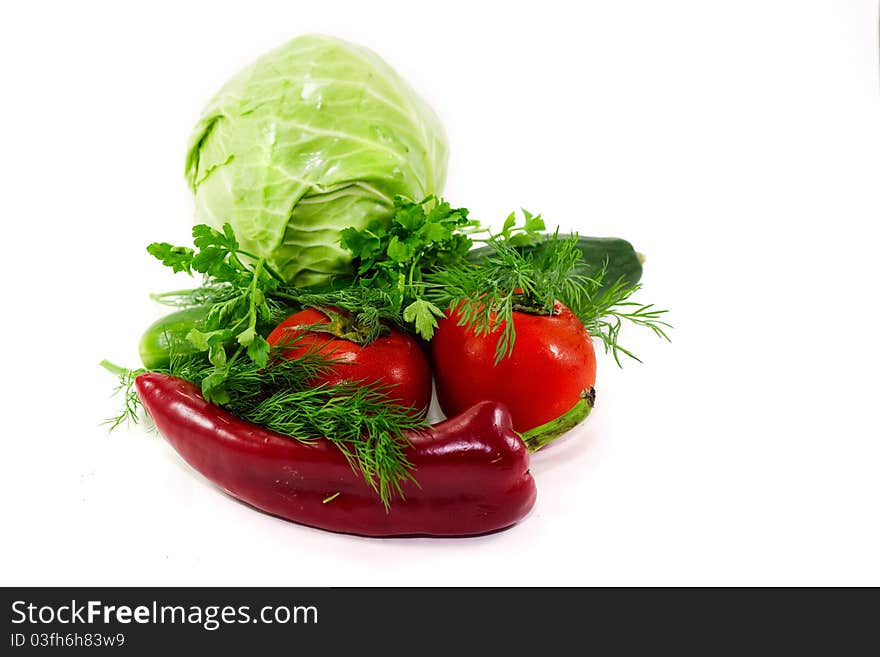 Vegetables isolated on white background