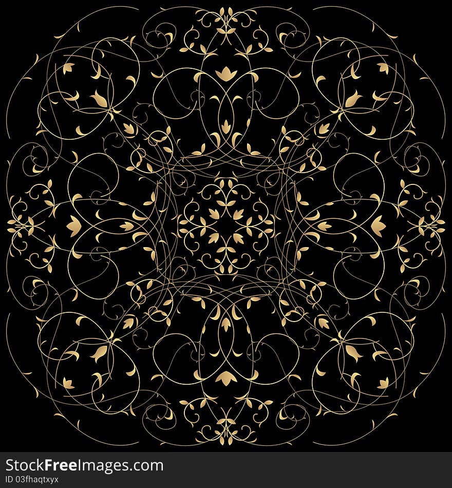 Golden pattern on the black