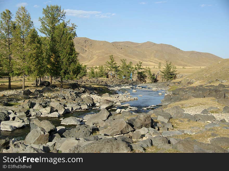 A river in Mongolia, in Asia