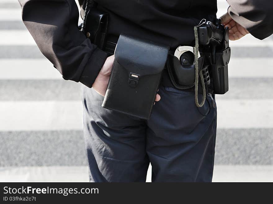 Police officer is patroling traffic. Police officer is patroling traffic.