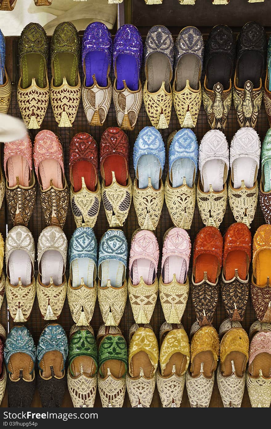 Colorful shoes in souk ,Dubai,United Arab Emirates