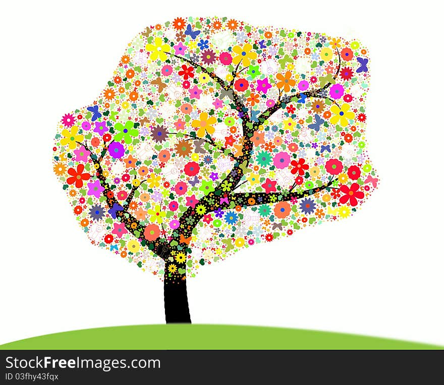 Flowering tree on a white background