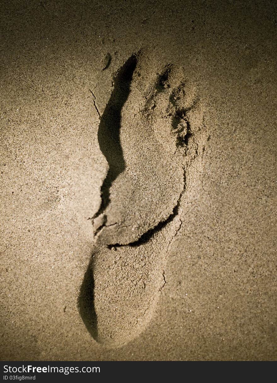 Foot print on sand