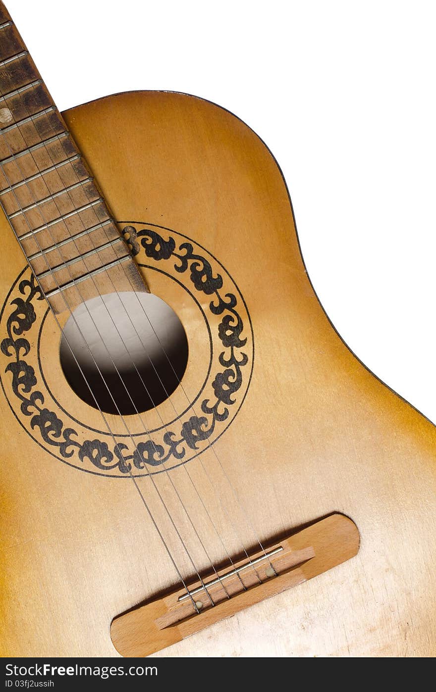 Acoustic guitar on a white background