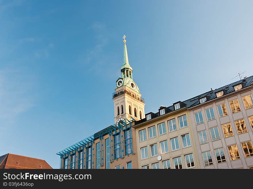 Famous Peterskirche church in Munich, Germany