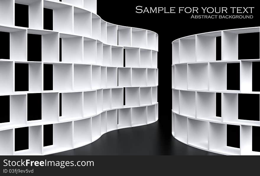 3d abstract black and white studuo interior. 3d abstract black and white studuo interior