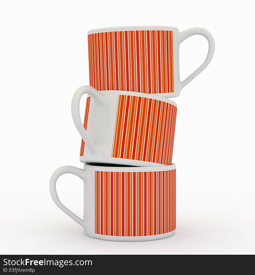 Pile of colored cups isolated on a white background