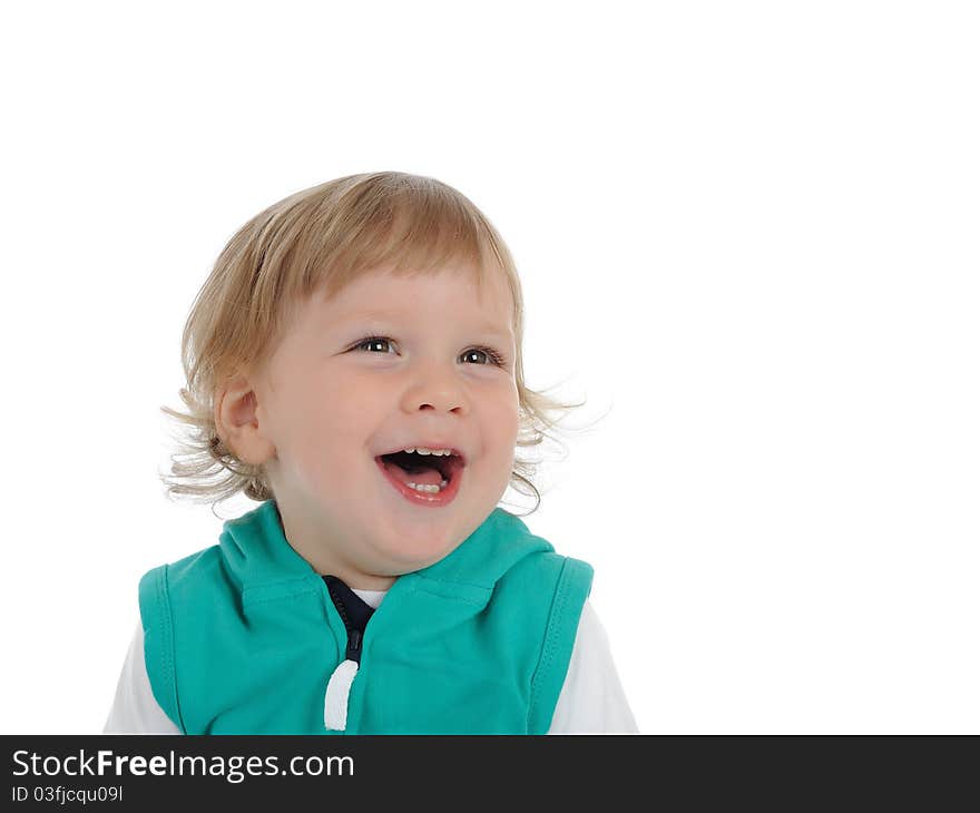 Cute little child 2 years old smiling . isolated