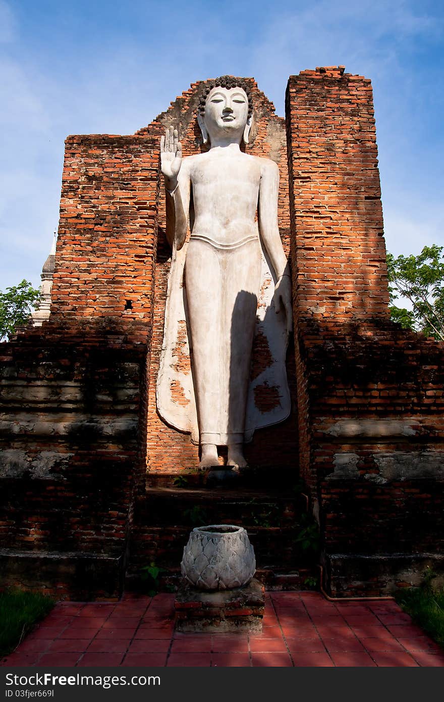 The sculpture replica of Buddha