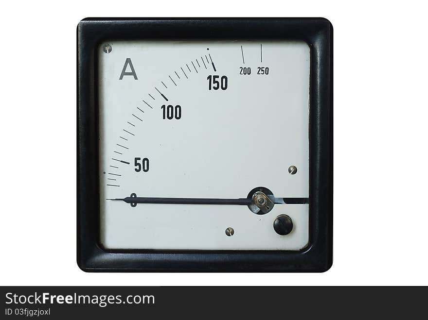 Old ammeter on a white background