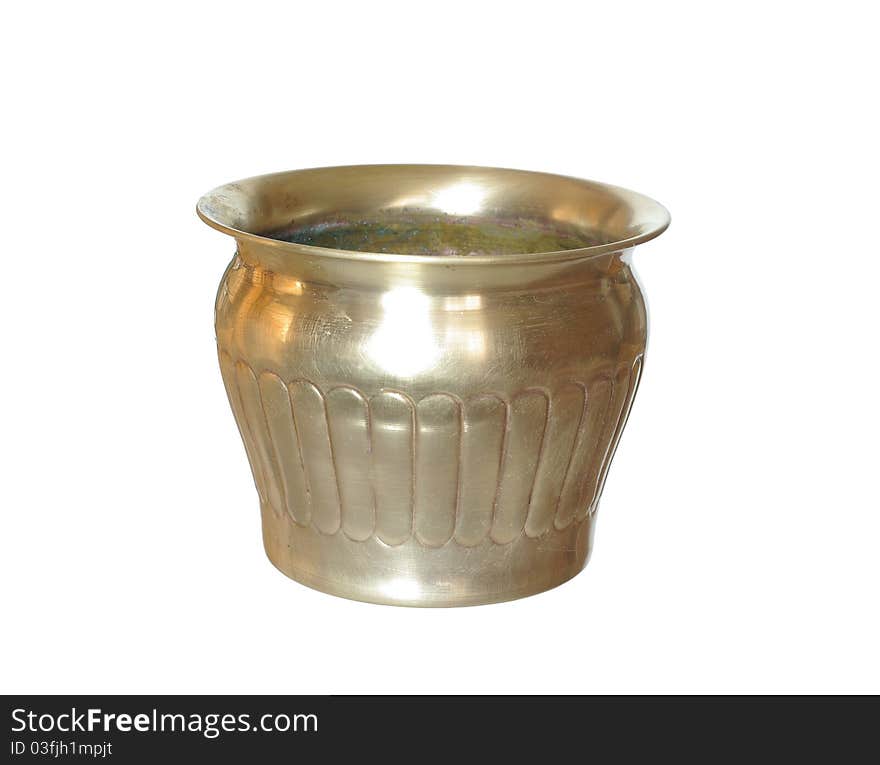 Brass dish on a white background