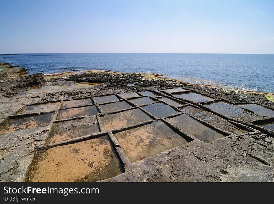 Old salt evaporation ponds, Malta islan