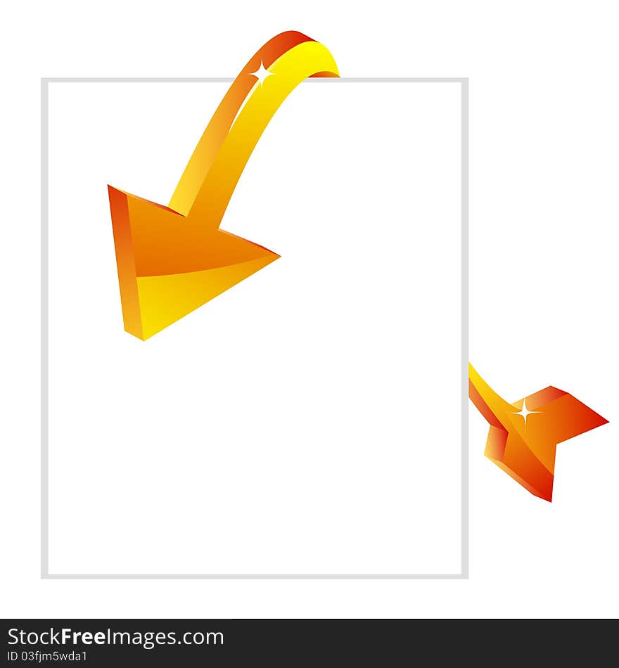 Illustration of sale arrow with tag on white background