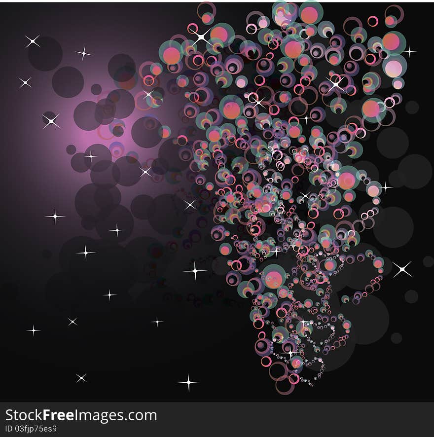 Abstract drawing from various scattering circles. Abstract drawing from various scattering circles