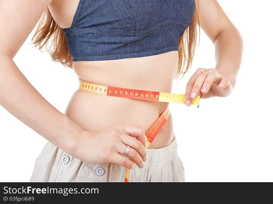 Girl Measuring Her Waist