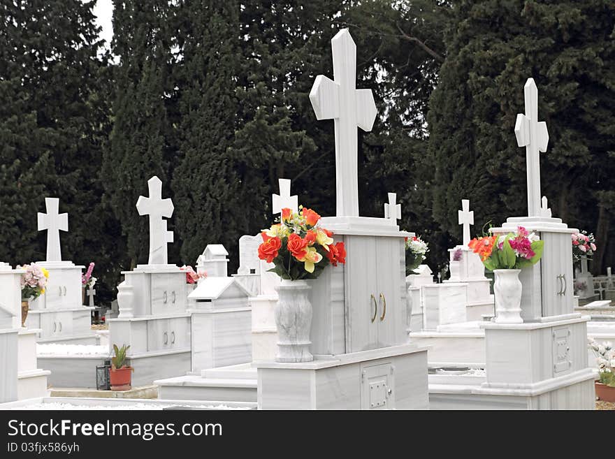 Marble tombs in orthodox cemetery