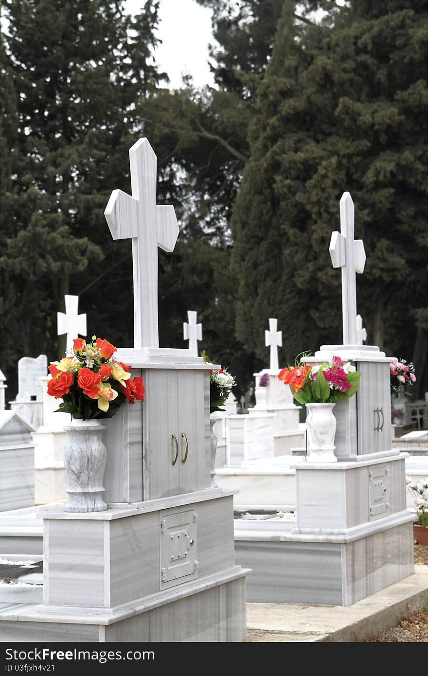 Marble tombs in orthodox cemetery