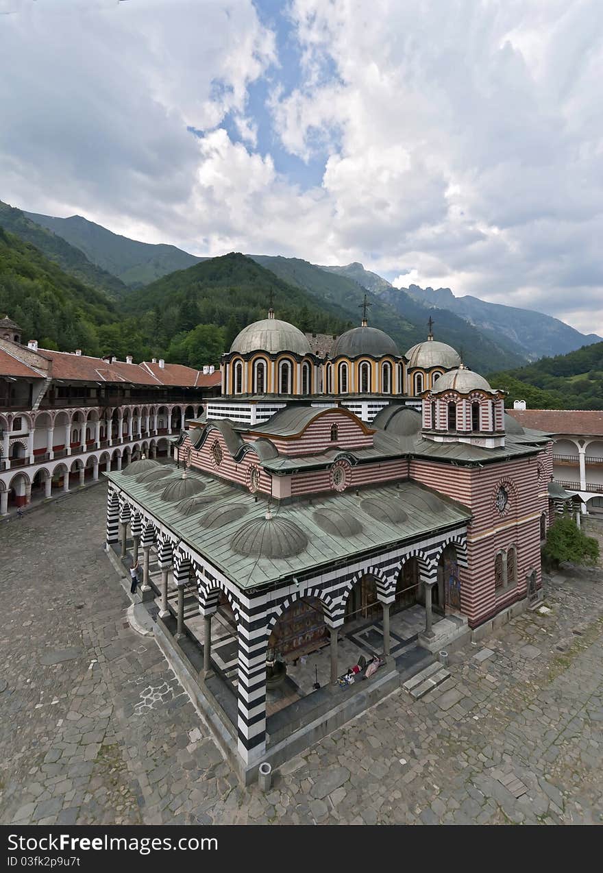 Rilsky monastery - a national historical memorial at height of 1147 metres above sea level, on river bank Rilska