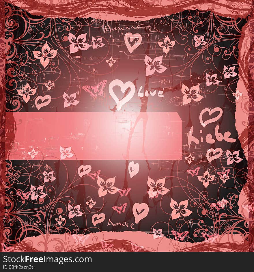 Grunge style valentines background card