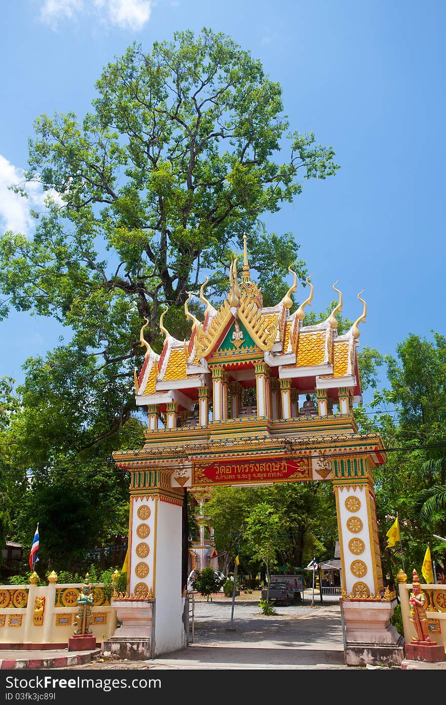 Temple portal with blue sky in Thailand