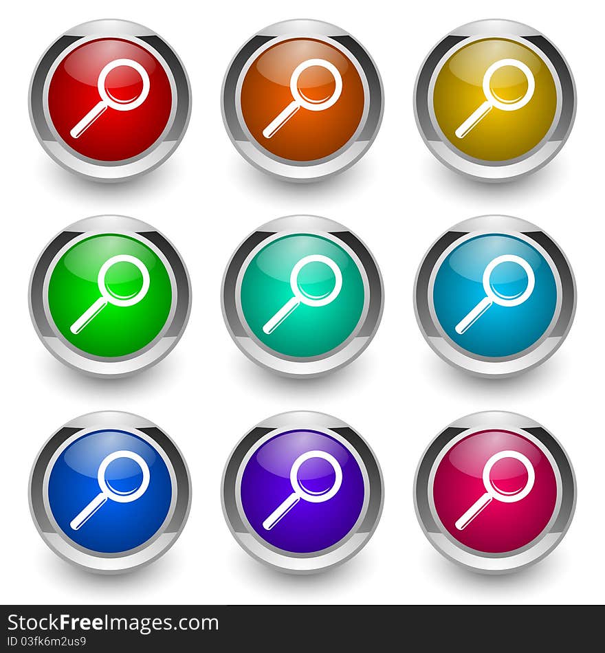 Search button set isolated over white