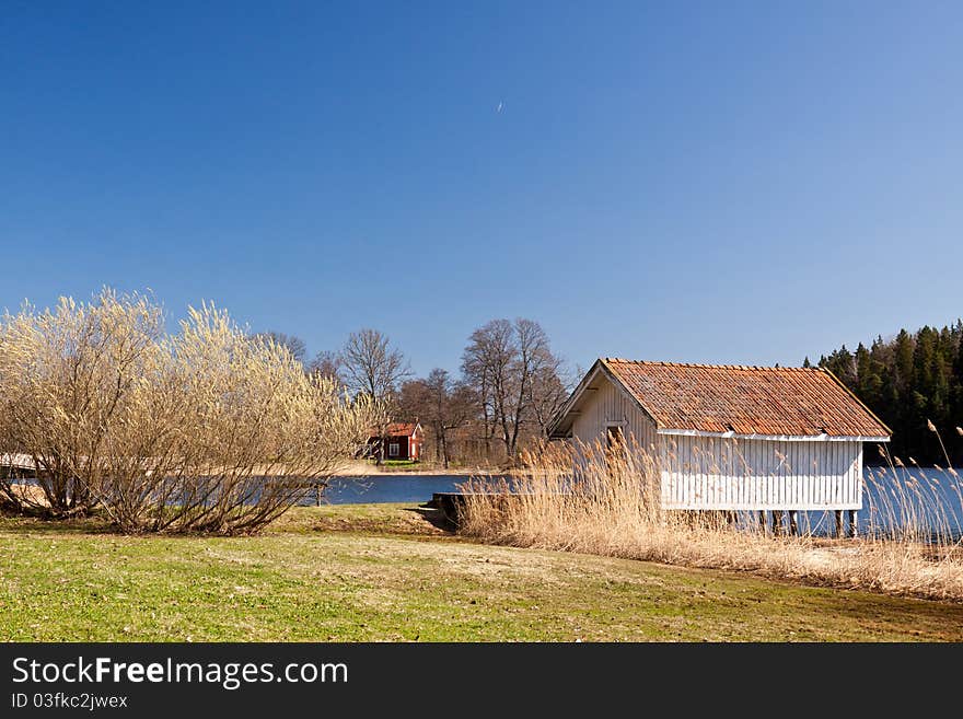 Typical summer house at a lake in Sweden. Typical summer house at a lake in Sweden.