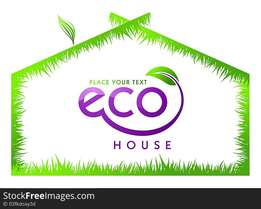 Eco green grass house isolated