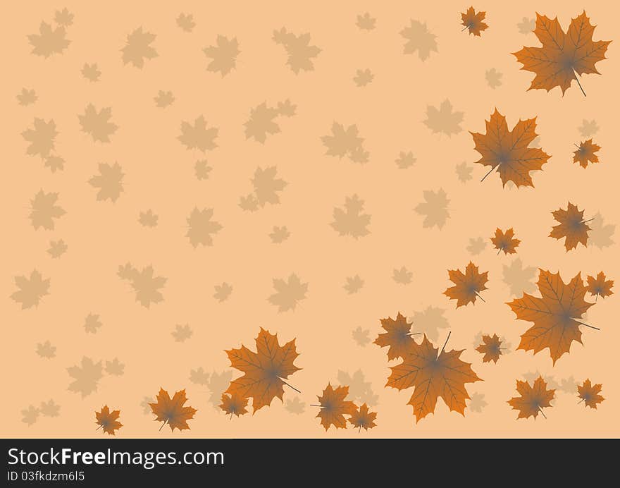 Maple leaves flying in the autumn background