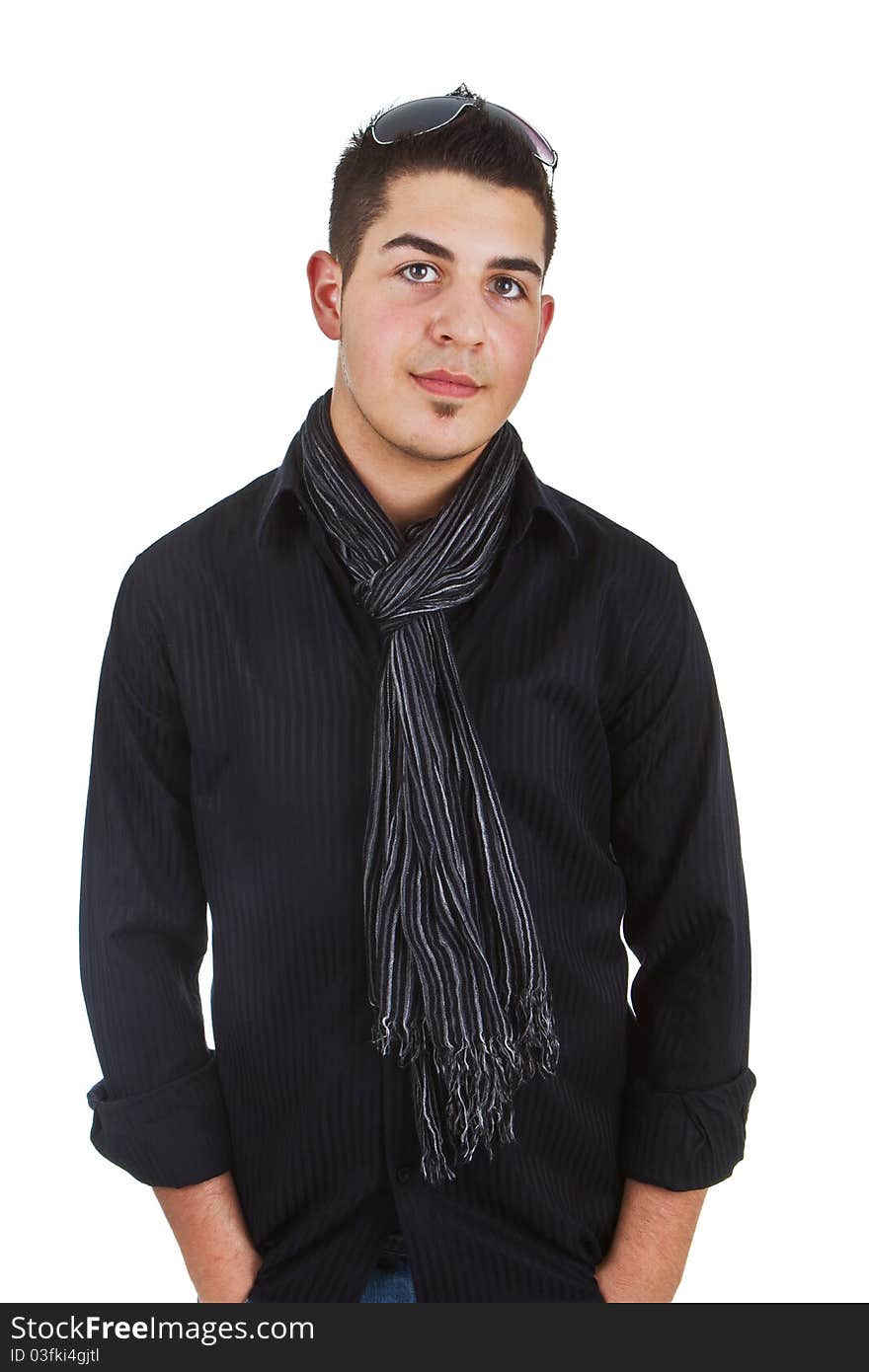 Young caucasian teenager with a scarf and stylish outfit. Young caucasian teenager with a scarf and stylish outfit.