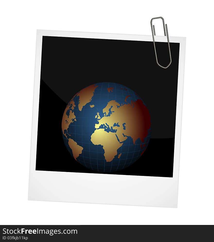 Illustration of our planet on photo frame background - vector