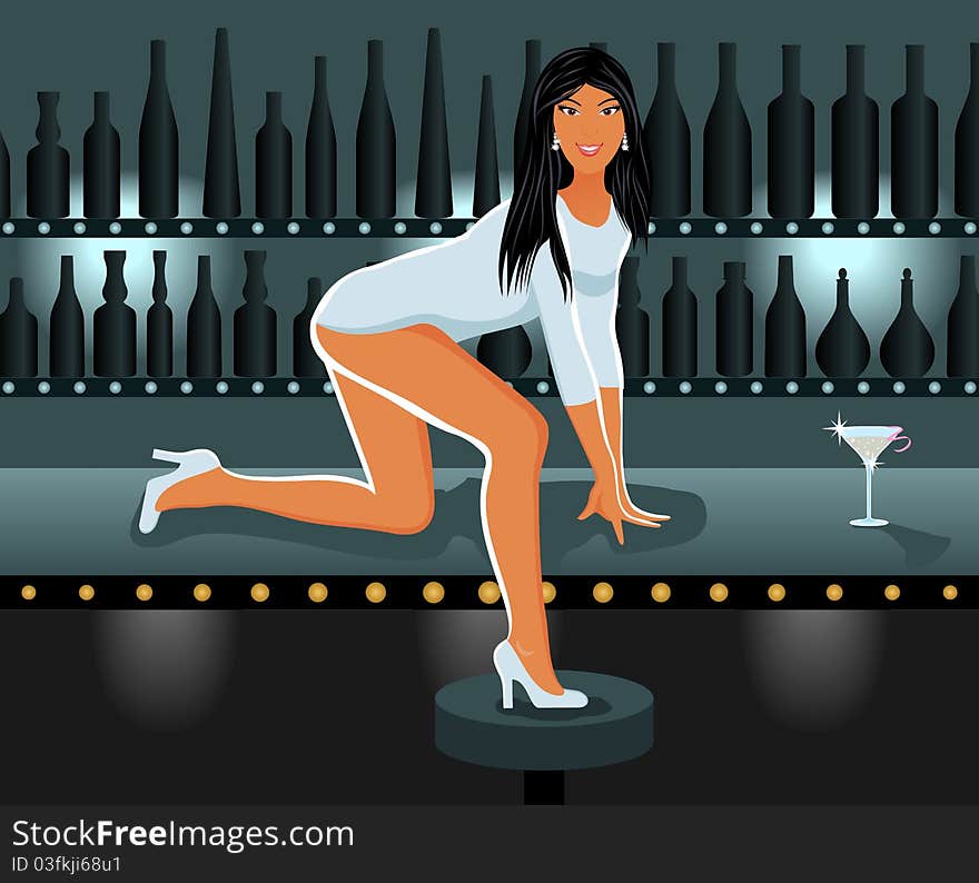 Illustration girl in night club - vector. Illustration girl in night club - vector