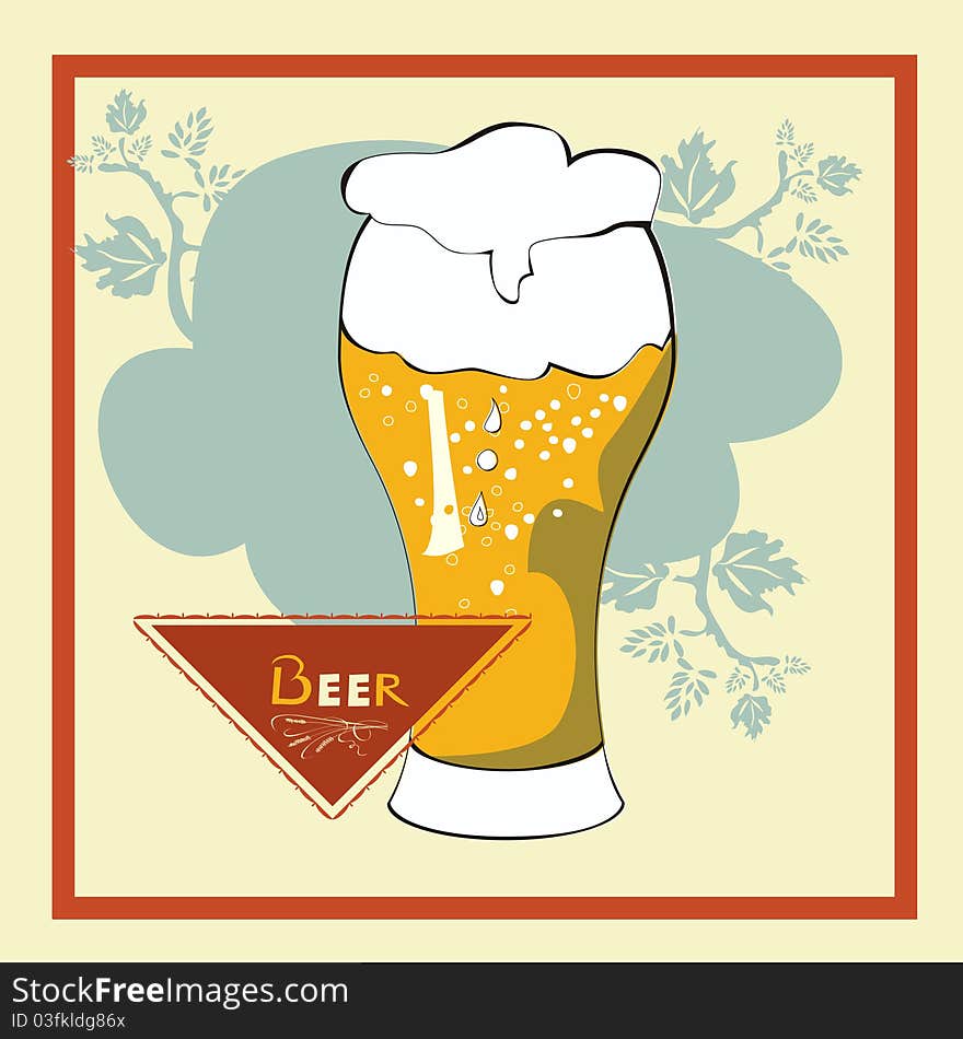 The glass of beer on original background