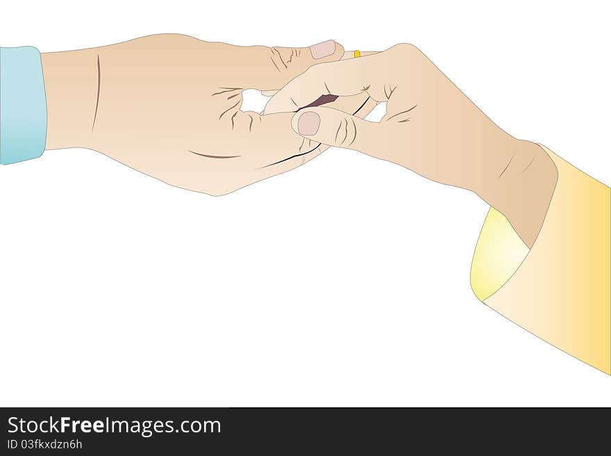 Illustration of man's and woman's hands