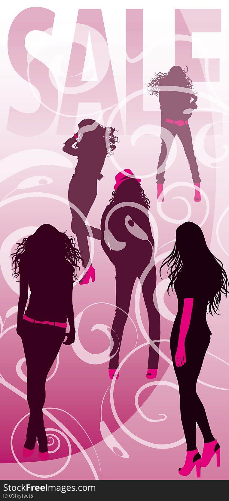 background with silhouettes of fashionable girls