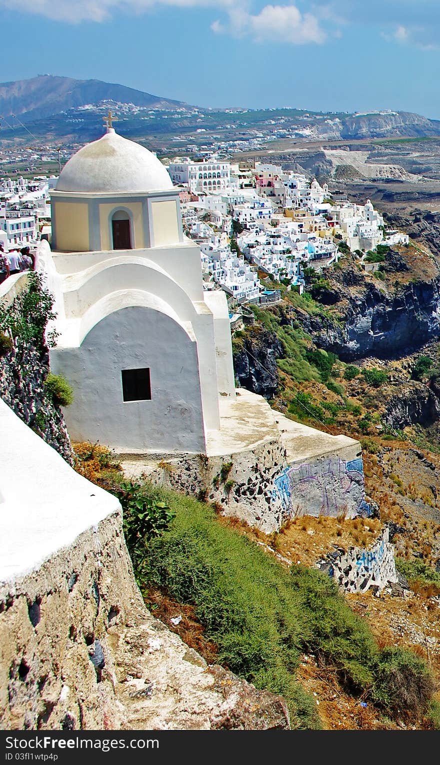 Beautiful view of Santorini island, Fira town