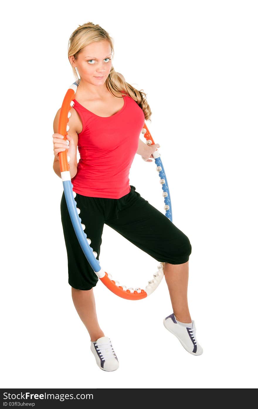 Woman holding hula hoop