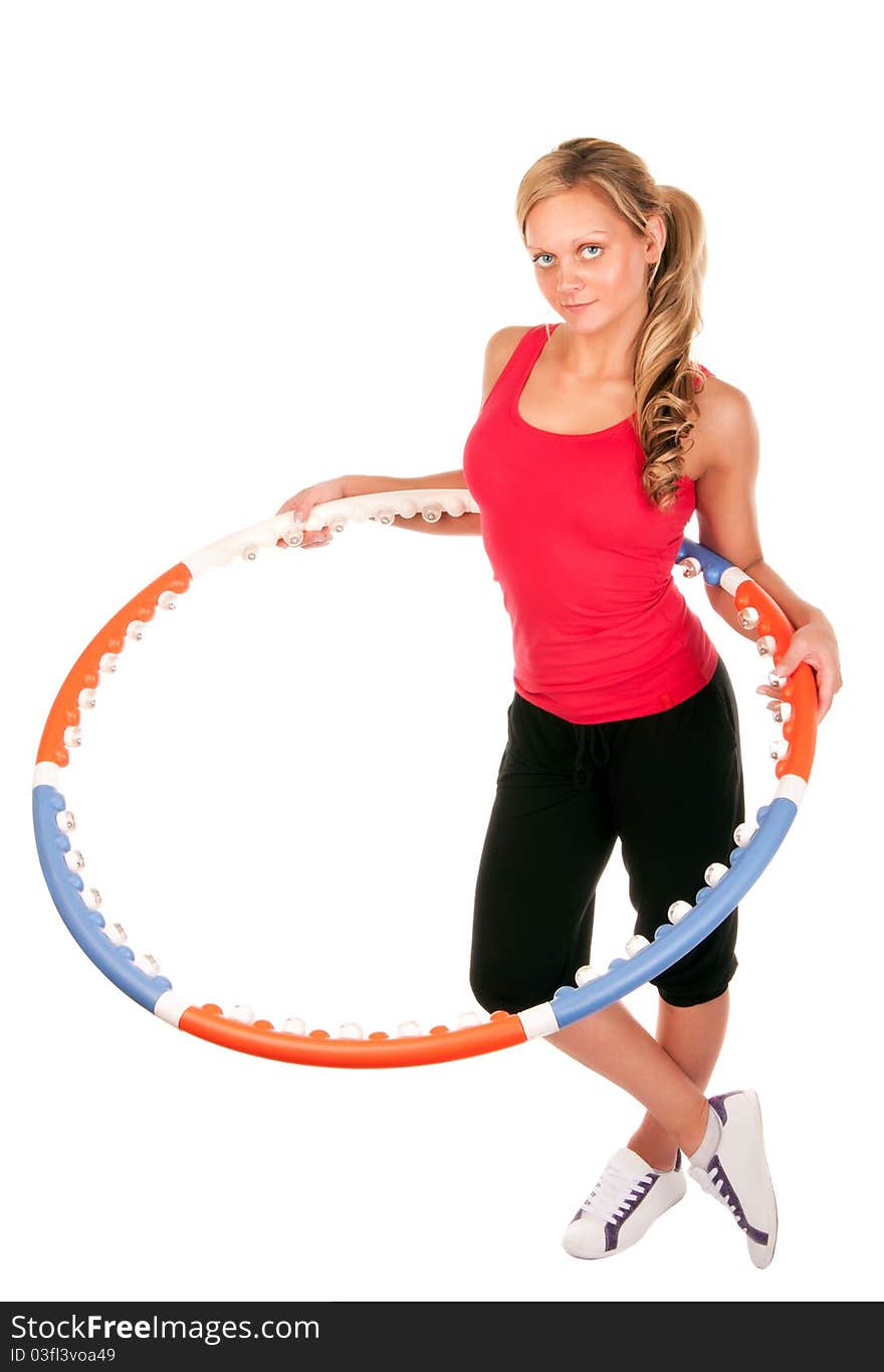 Woman holding hula hoop