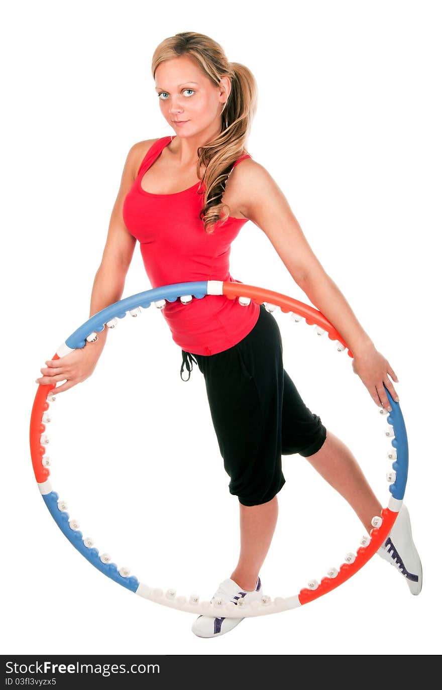 Woman holding hula hoop