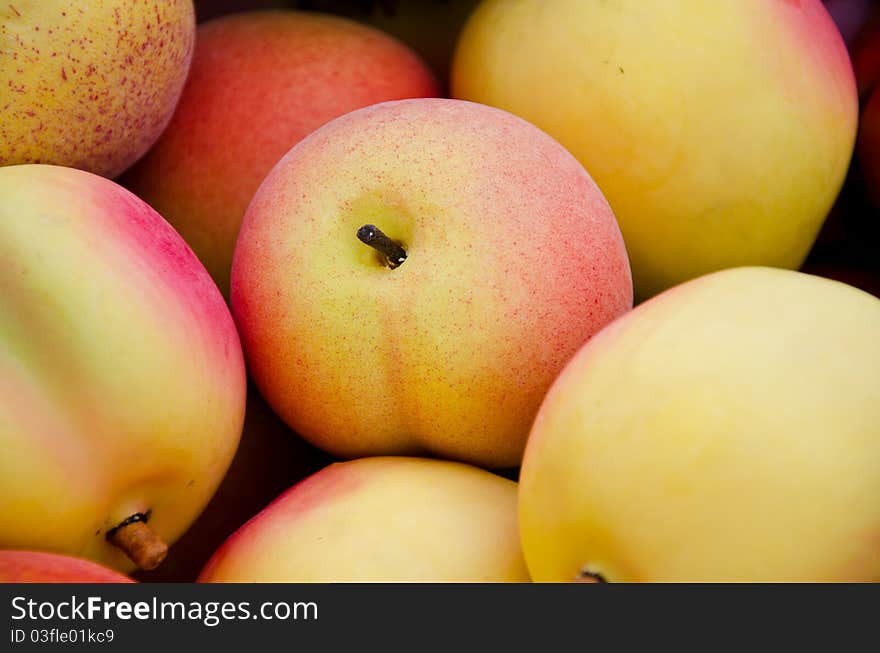 Many ripe yellow apple on background. Many ripe yellow apple on background