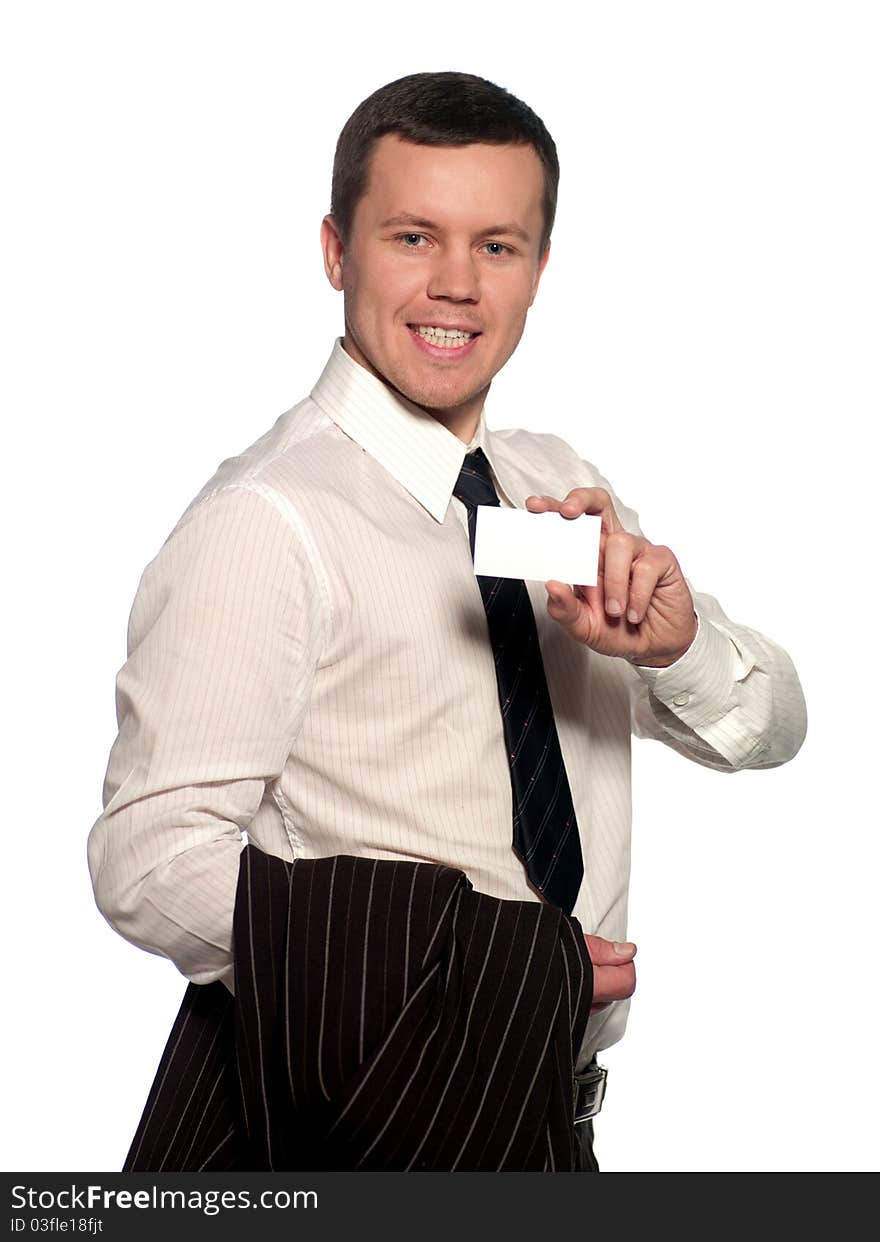 Man in a light shirt on the isolated background