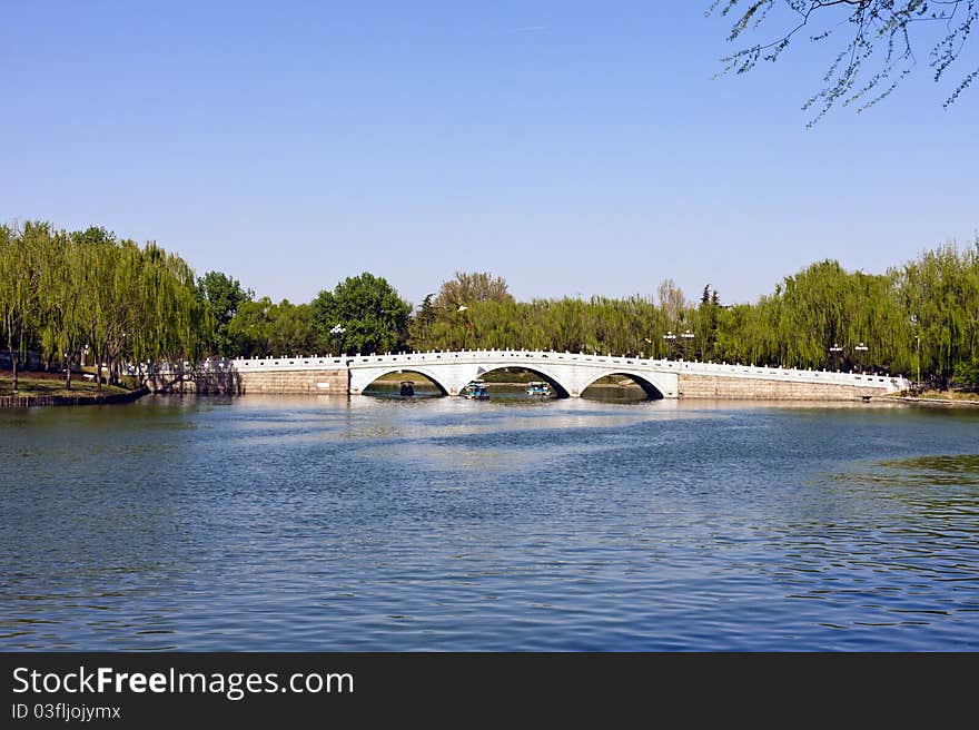 Stone arch bridge of Beijing, China, spring time